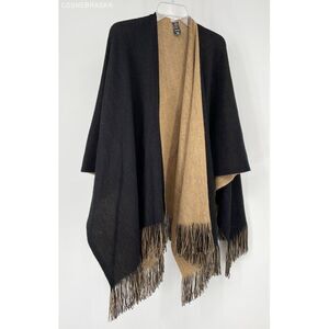 Mixit Black Brown Women's Shawl with Fringe 100% Acrylic - Size One Size‎